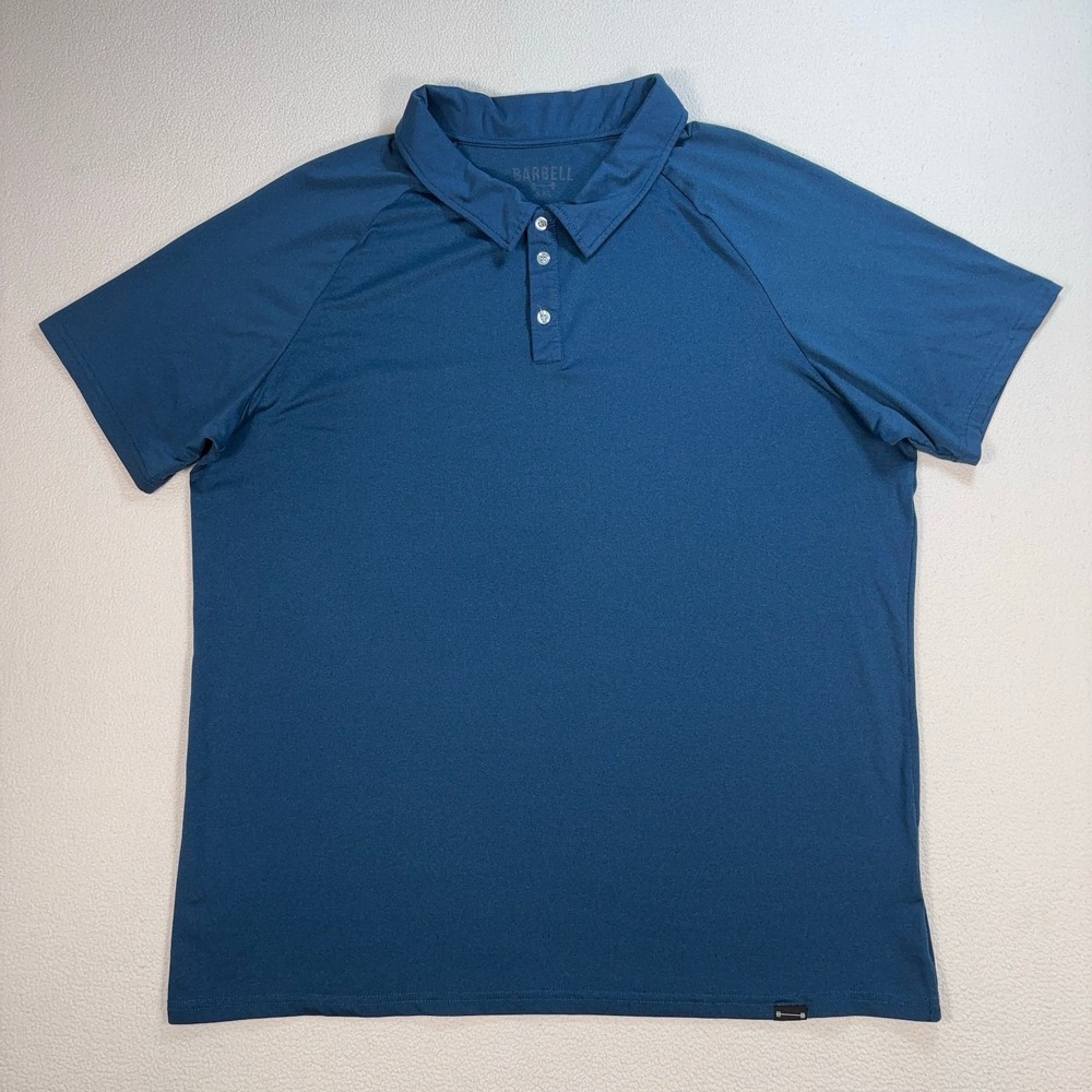 Barbell Apparel Polo Men's 2XL Blue Stretch‎ Gym Workout Training Shirt